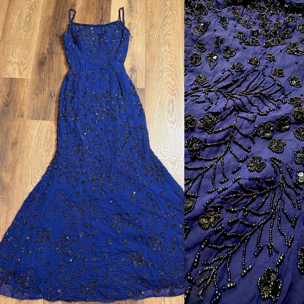 Vintage 90’s 100% Silk Beaded Dress Vintage Beaded Dress Vintage Prom Backless